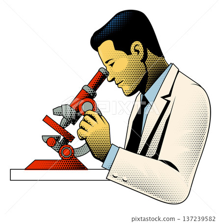 Scientist Microscope Retro Vintage Illustration 137239582