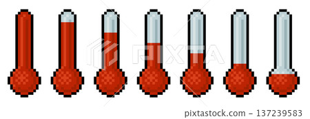 Pixel Art Thermometer Gauge Video Game Asset UI 137239583