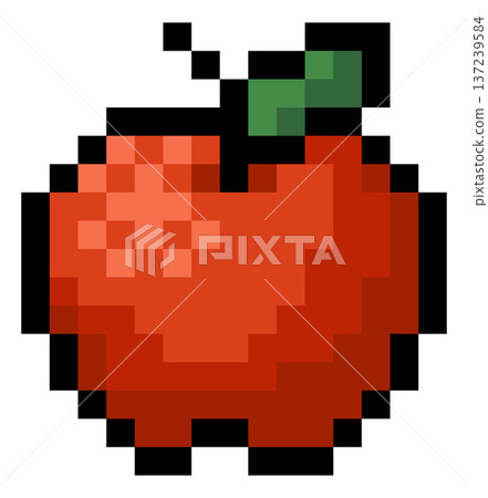 Pixel Art Video Game Apple Fruit Food Icon Item Pixel Art Video Game Apple Fruit Food Icon Item 137239584