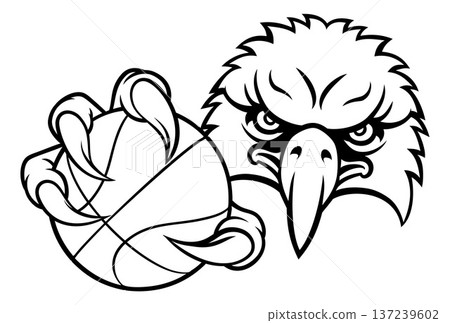 Eagle Hawk Basketball Ball Bald Eagles Mascot Eagle Hawk Basketball Ball Bald Eagles Mascot 137239602
