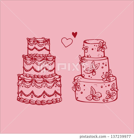 Whimsy Coquet Wedding or Romantic Cake  137239977
