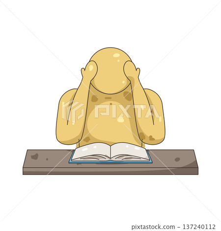 Illustration of Overwhelmed while studying Illustration of Overwhelmed while studying 137240112
