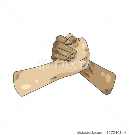 Illustration of Two hands clasped together 137240144