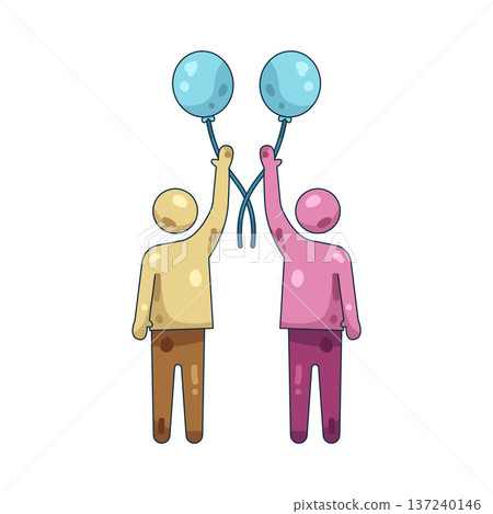 Illustration of Friend holding balloon Illustration of Friend holding balloon 137240146