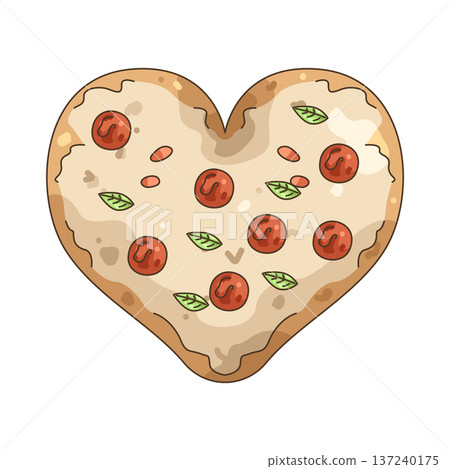 Illustration of heart pizza 137240175