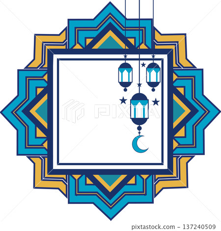 Ramadan lantern with Islamic ornament, empty space, lantern, Ramadan, vector background template elements. 137240509