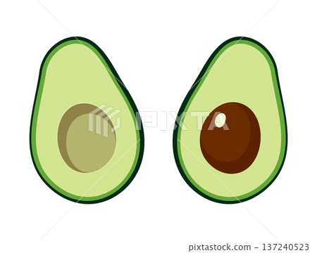 Avocado halves illustration, without background 137240523