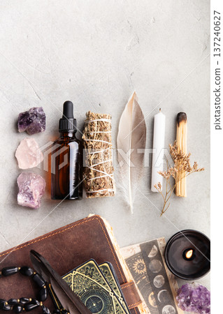 Mystical Ritual Essentials with Crystals, Tarot, and Candle 137240627