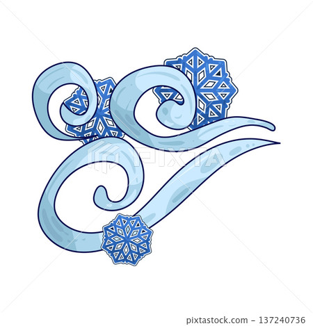 Illustration of Swirls with Snowflake Illustration of Swirls with Snowflake 137240736