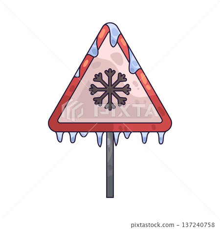 Illustration of Icy Road Sign Illustration of Icy Road Sign 137240758
