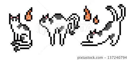 Nekomata (spotted cat) pixel art Nekomata (spotted cat) pixel art 137240794