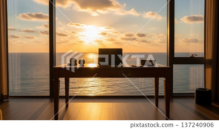 Interior view of a portable calculator and business document display screen on a wooden desk Interior view of a portable calculator and business document display screen on a wooden desk 137240906