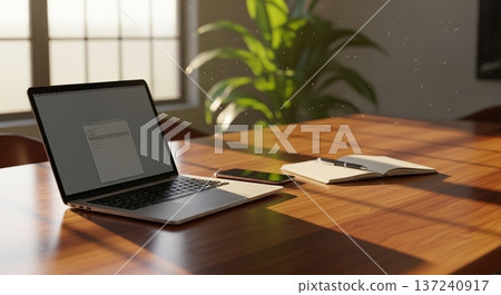 Interior view of a portable calculator and business document display screen on a wooden desk Interior view of a portable calculator and business document display screen on a wooden desk 137240917