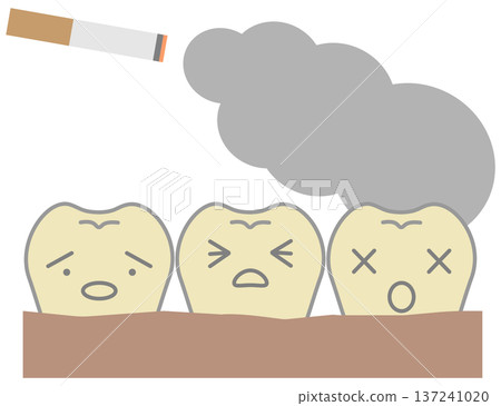 Dental image illustration of discolored gums, blackened teeth, and stained teeth 137241020