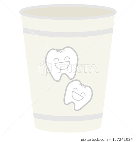 牙科紙杯插圖，帶有牙齒圖案 137241024