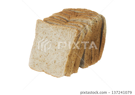 slice of bread bakery dessert with flowers arrangement flat lay style slice of bread bakery dessert with flowers arrangement flat lay style 137241079