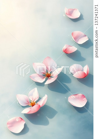 粉紅色的花瓣漂浮在水中 粉紅色的花瓣漂浮在水中 137241371