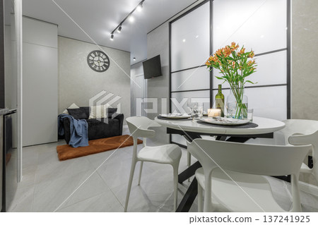 Modern Studio Apartment with Dining Area and Cozy Lounge Modern Studio Apartment with Dining Area and Cozy Lounge 137241925