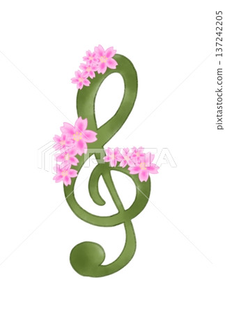 Musical note with sakura Musical note with sakura 137242205