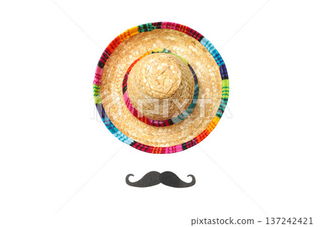 Sombrero and mustache for festive Cinco de Mayo fun, isolated, PNG 137242421