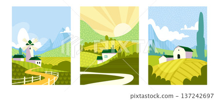 Spring abstract mountain countryside landscapes 137242697