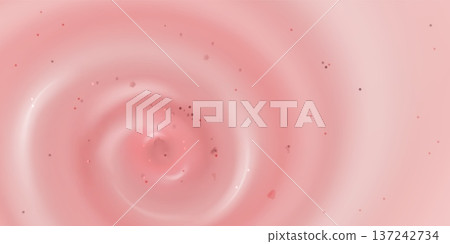 Cream strawberry yogurt swirl with small particles Cream strawberry yogurt swirl with small particles 137242734