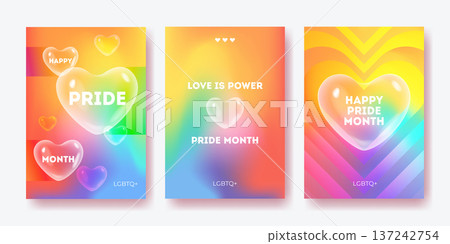 Pride month poster with rainbow gradient bg Pride month poster with rainbow gradient bg 137242754