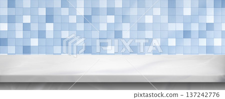 White bathroom shelf display, mosaic tile wall White bathroom shelf display, mosaic tile wall 137242776