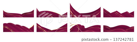 Elegant red waves, golden ribbons abstract vector Elegant red waves, golden ribbons abstract vector 137242781