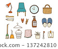 Hand-drawn interior goods color illustration set Hand-drawn interior goods color illustration set 137242810