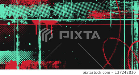 Grunge background with neon paint splatters Grunge background with neon paint splatters 137242830