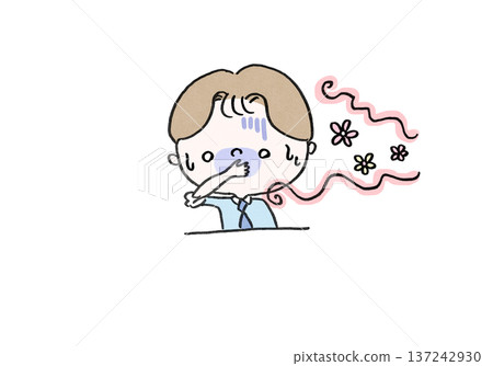 一名男子因身旁人身上濃烈的香水或衣物柔順劑氣味而感到噁心（氣味騷擾/香水危害） 137242930