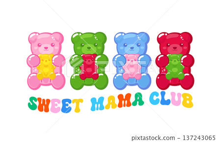 Cute gummy bear mama and children shirt design 137243065