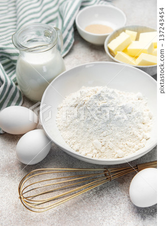 Baking ingredients for making dough and pastry at home 137243454