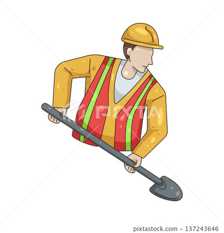 Illustration of construction worker Illustration of construction worker 137243646