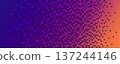Neon AI pixel gradient bg. Blue, pink and orange gradient background. Abstract digital pattern with dot elements grid. Vibrant cyber futuristic texture. Modern vector illustration 137244146