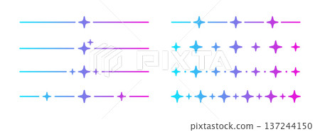 AI gradient line dividers set. Artificial intelligence neon border. Technology underline with blue and pink gradient. Neural network design element. Vector illustration isolated on white background 137244150