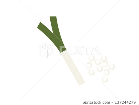 蔥和切好的蔥的簡單示意圖 137244279