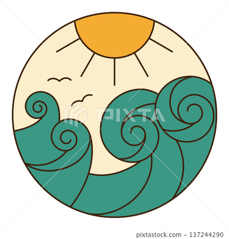 vector graphic with ocean waves 137244290