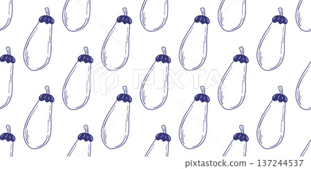 Eggplant seamless pattern in doodle sketch style Eggplant seamless pattern in doodle sketch style 137244537