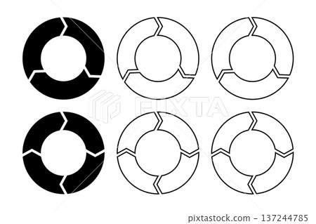 Infographic material with a circle divided into thirds and fourths Infographic material with a circle divided into thirds and fourths 137244785