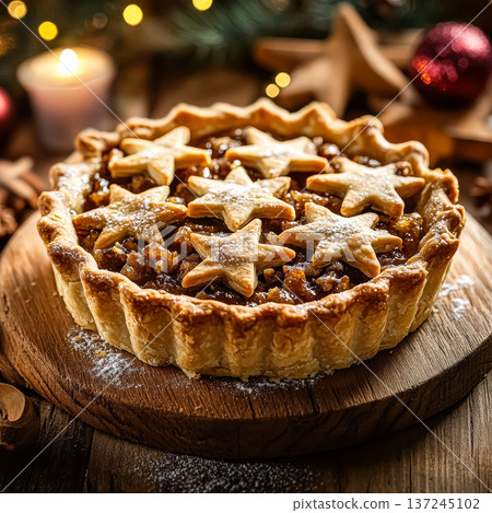 Pie with a star on top of it 137245102