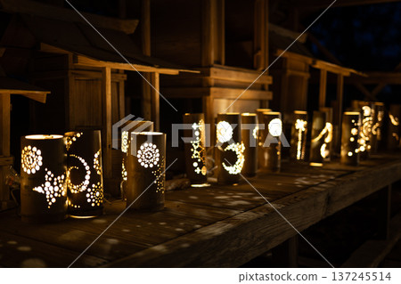 Bamboo lanterns at Kumano Shrine in Takumi Village, Gunma 137245514