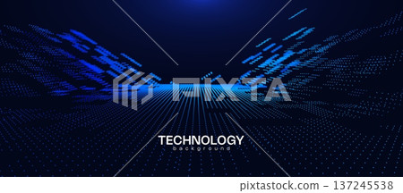 Ai tech background with abstract dot line pattern and bokeh effect. Design education big data, future digital network, business connect and science concept for banner, web or presentation. 137245538
