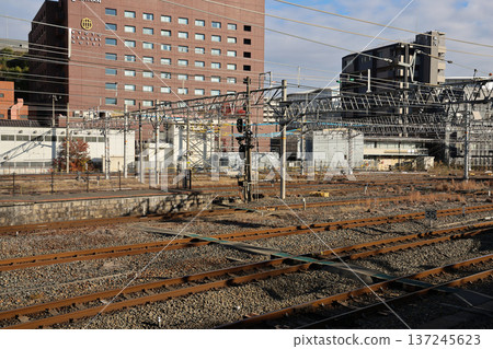 Nov 29 2025 Speed Rail Tracks at Kyoto Station Platforom 137245623