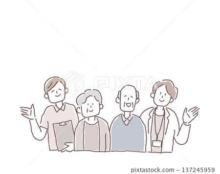 Elderly and medical workers Elderly and medical workers 137245959