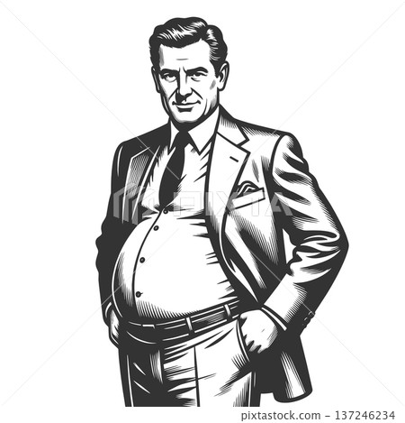 Confident Businessman with Big Belly raster 137246234