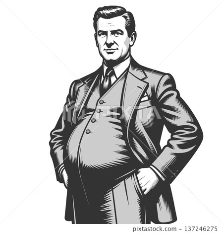 Confident Businessman with Big Belly vector 137246275