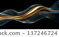 Abstract golden wave flowing on shimmering particle lines 137246724