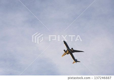 Airplane flying blue sky Airplane flying blue sky 137246887